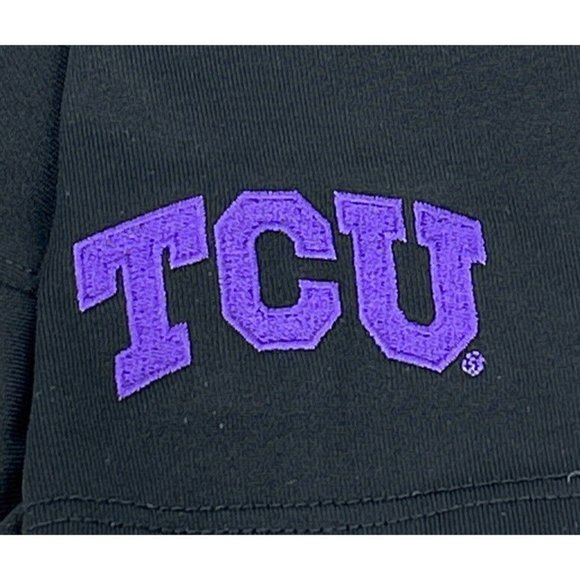 Men's Nike Golf Mobility Speed Polo Shirt Black White Stripes S TCU Horned Frogs - Picture 3 of 9